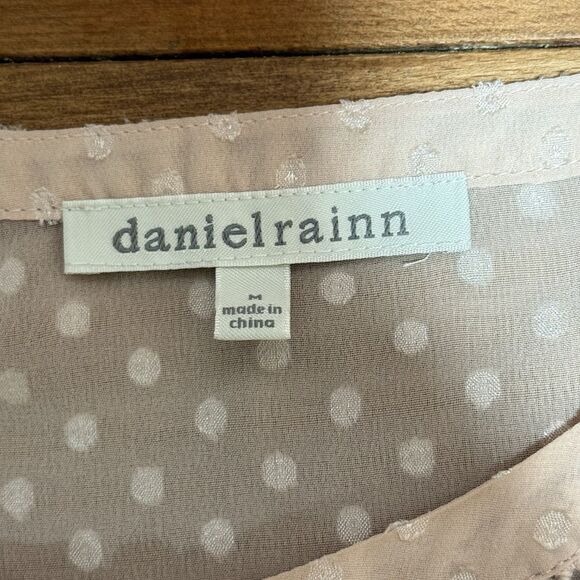 DANIEL RAINN Women's Size M Bohemian Blush Pink Swiss Dot High Low Sheer Blouse - Picture 11 of 11